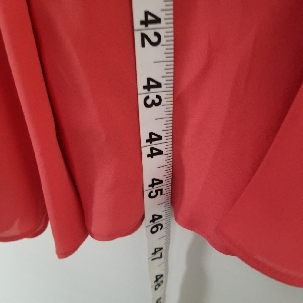 Talbots Pure Silk Coral Maxi Dress Asymmetrical Ruffle Hem Size 8 - Picture 4 of 13